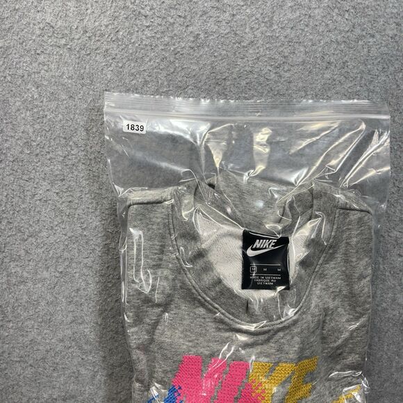 Nike Crop Crewneck Women’s Medium Gray Multicolor Embroidered Swoosh BV2800-063 - Picture 9 of 9